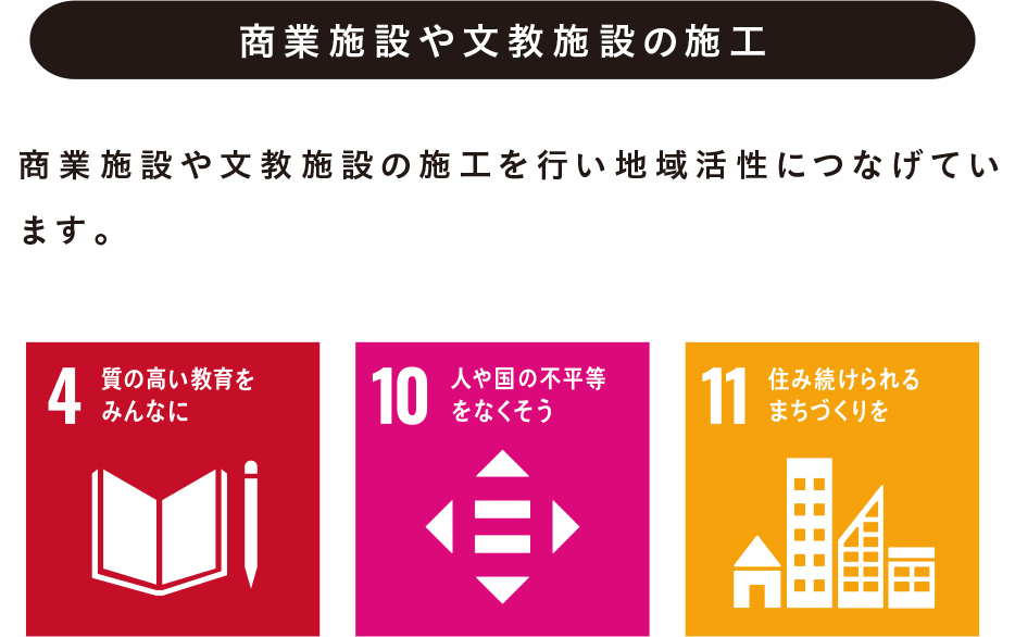 商業施設や文教施設の施工